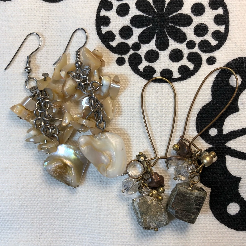 Set of 2 neutral dangle earring sets; J. Crew